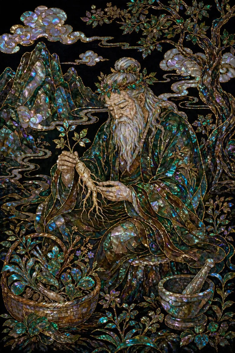 약초산신 무신도