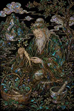 약초산신 무신도